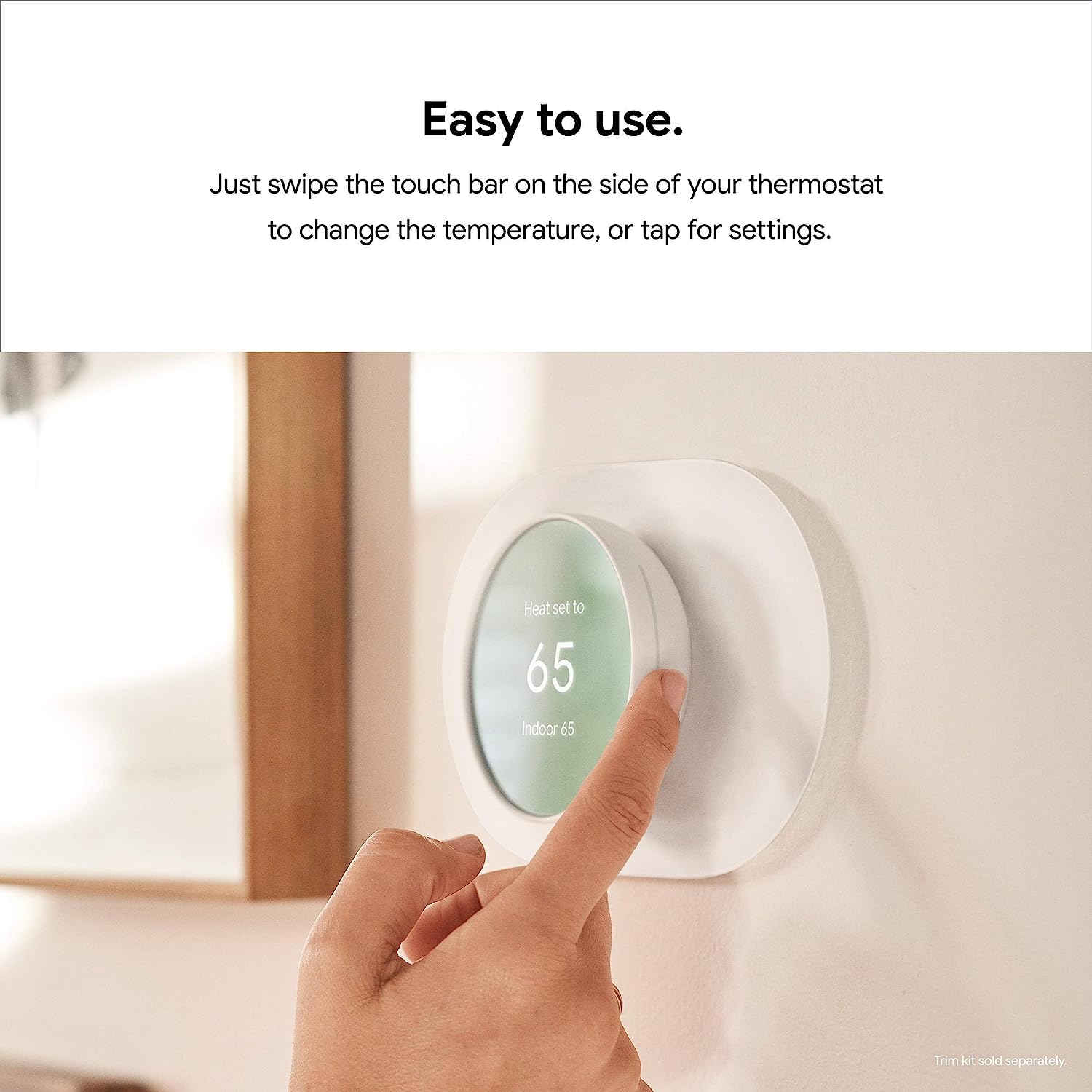 Google Nest Thermostat - Smart Thermostat for Home - Programmable Wifi Thermostat - Snow (Renewed)