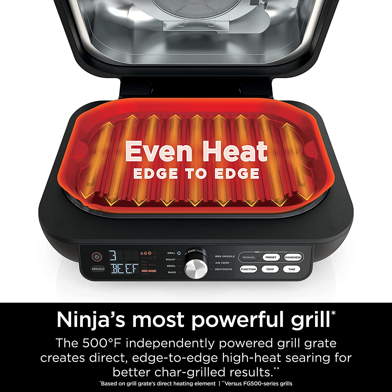 Ninja IG651 Foodi Smart XL Pro 7-in-1 Indoor Grill/Griddle Combo, Black with Roasting Lifters, 2 piece, stainless steel