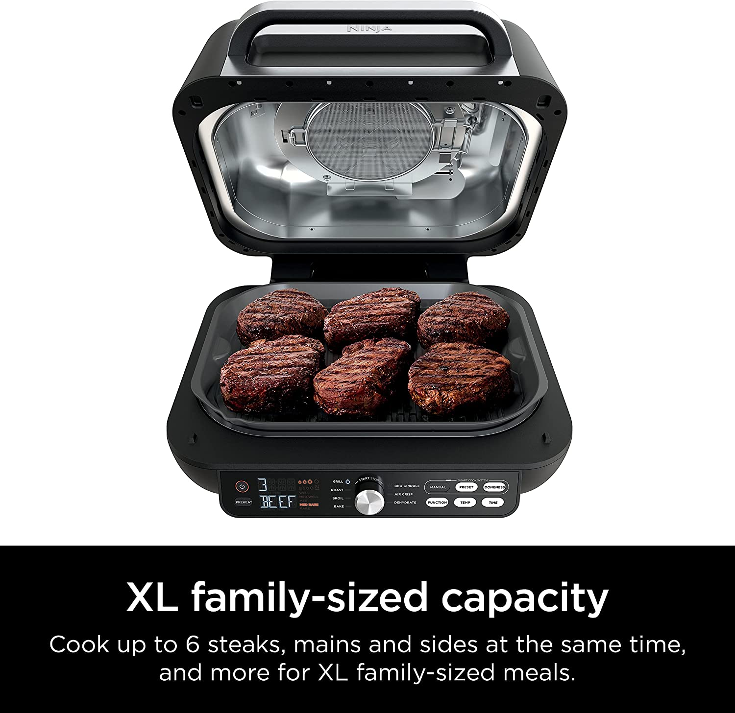 Ninja IG651 Foodi Smart XL Pro 7-in-1 Indoor Grill/Griddle Combo, Black with Roasting Lifters, 2 piece, stainless steel