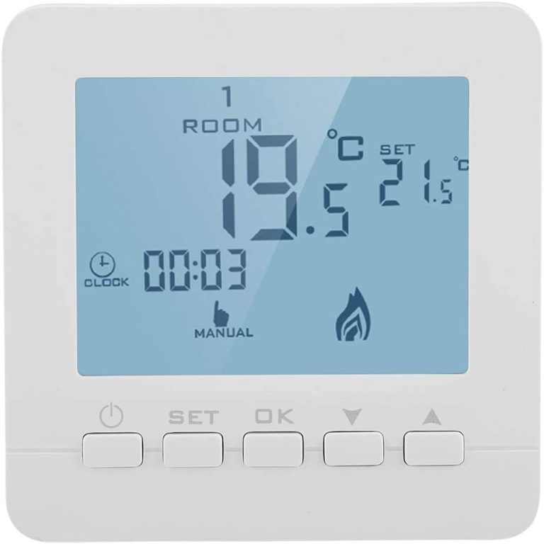 Thermostat Temperature Controller, Programmable Digital Thermostat LCD Screen Heat Pump Smart Thermostat, with Children Lock Protection, Data Memory, Holiday Mode, Different Working Modes