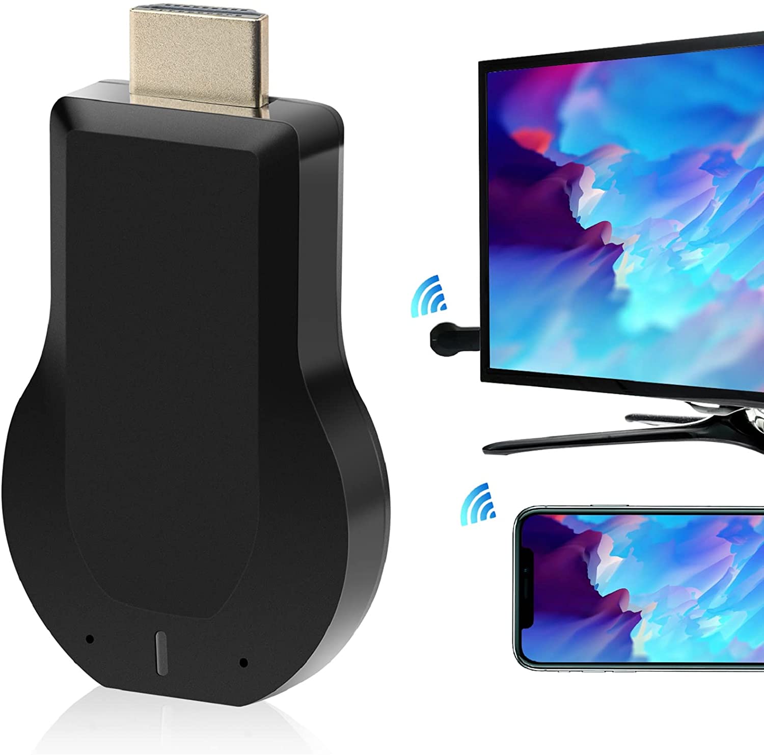 Aobeo 4K HDMI Wireless Display Adapter – WiFi 1080P Mobile Screen Mirroring Receiver Dongle to TV/Projector Receiver Support Windows Android Mac iOS, Black