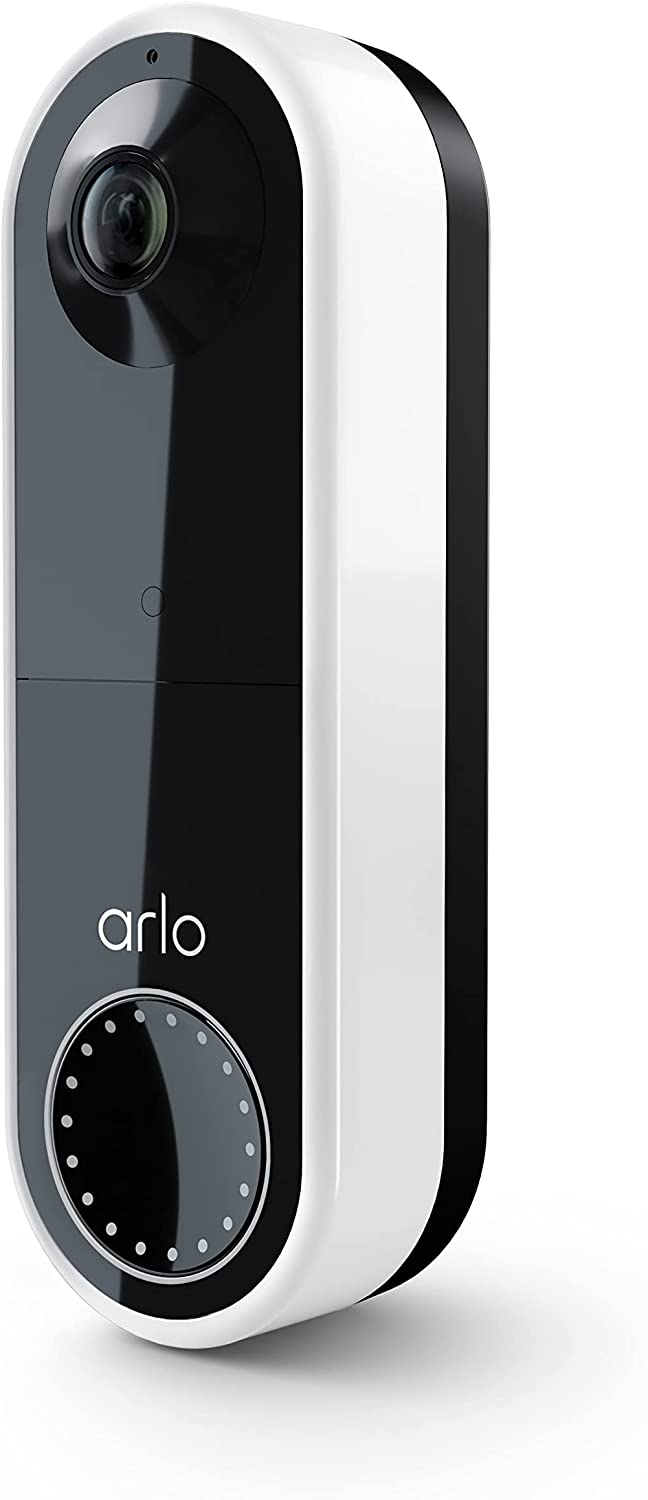Arlo Essential Video Doorbell - HD Video, 180° View, Night Vision, 2 Way Audio, Direct to Wi-Fi No Hub Needed, Wire Free or Wired, White - AVD2001