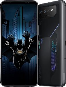 ASUS ROG Phone 6 Batman Edition Cell Phone, 6.78” FHD+ 2448x1080 165Hz, 6000mAh Battery, 50MP/13MP/5MP Triple Camera, 12MP Front, 12GB RAM, 256GB Storage, 5G LTE Unlocked Dual SIM, AI2201-12G256G-BM