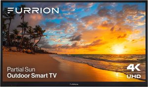 Aurora 50-Inch Partial-Sun 4K LED Outdoor Smart TV - Weatherproof HDR10 LED Outdoor Television with Anti-Glare, 750-Nit LED Screen, Tempered Glass, External Antennas for Partially Sunny Outdoor Areas