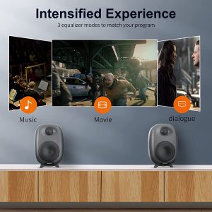 BESTISAN 50 Watt Powered Bookshelf Speakers with Bluetooth 5.0 and Wired Optical RCA Input Port, Bass and Treble Adjustable, Deep Bass, 3 Audio Mode Design, Remote Control