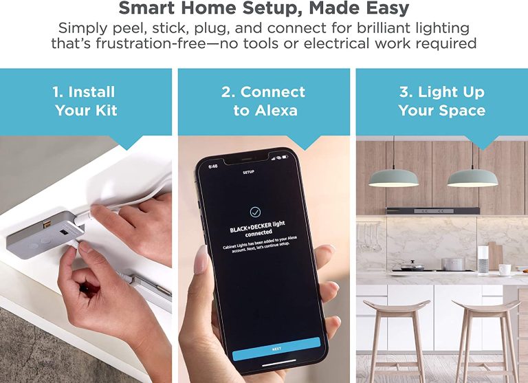 BLACK+DECKER Smart Under Cabinet Lighting, Works with Alexa, Adjustable LEDs, 9" Bar, Natural – A Certified for Humans Device,White