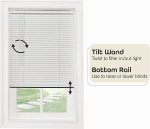 Cordless Light Filtering Mini Blind - 35 Inch Length, 48 Inch Height, 1" Slat Size - Pearl White - Cordless GII Morningstar Horizontal Windows Blinds for Interior by Achim Home Decor