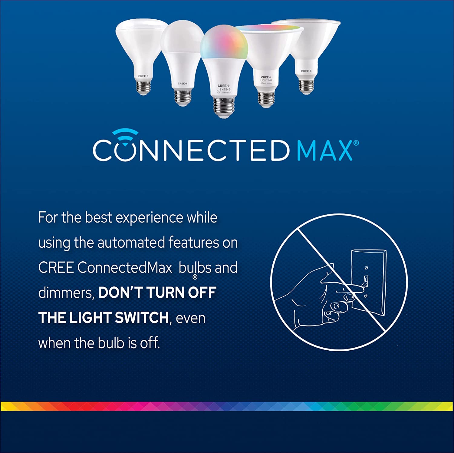 Cree Lighting Connected Max Smart Led Bulb A19 60W Tunable White + Color Changing, 2.4 Ghz, Works With Alexa And Google Home, No Hub Required, Bluetooth + Wifi, 1Pk