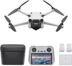 DJI Mini 3 Pro (DJI RC) & Fly More Kit Plus – Lightweight and Foldable Camera Drone with 4K/60fps Video, 47-min Flight Time, Tri-Directional Obstacle Sensing, Ideal for Aerial Photography