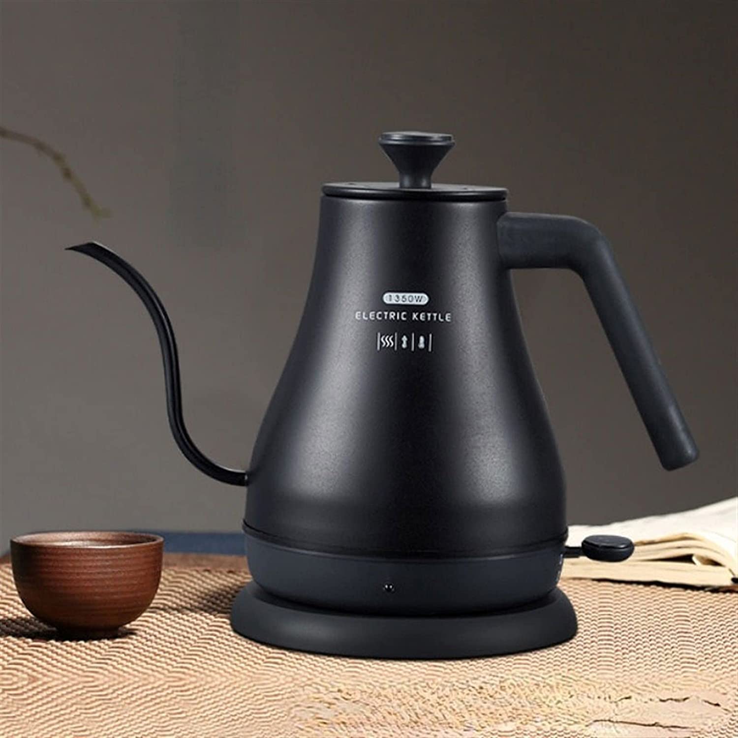 Electric Kettles for Boiling Water 1. 2L Gooseneck Electric Kettle Tea Coffee Thermo Pot Appliances Kitchen Smart Quick Heating Boiling for Coffee and Tea (Color : Black)