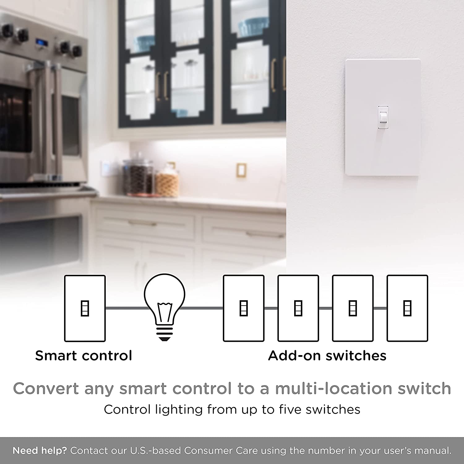 Enbrighten Add-On Switch QuickFit and SimpleWire, In-Wall Toggle, Z-Wave ZigBee Wireless Smart Lighting Controls, NOT A STANDALONE Switch, 46200