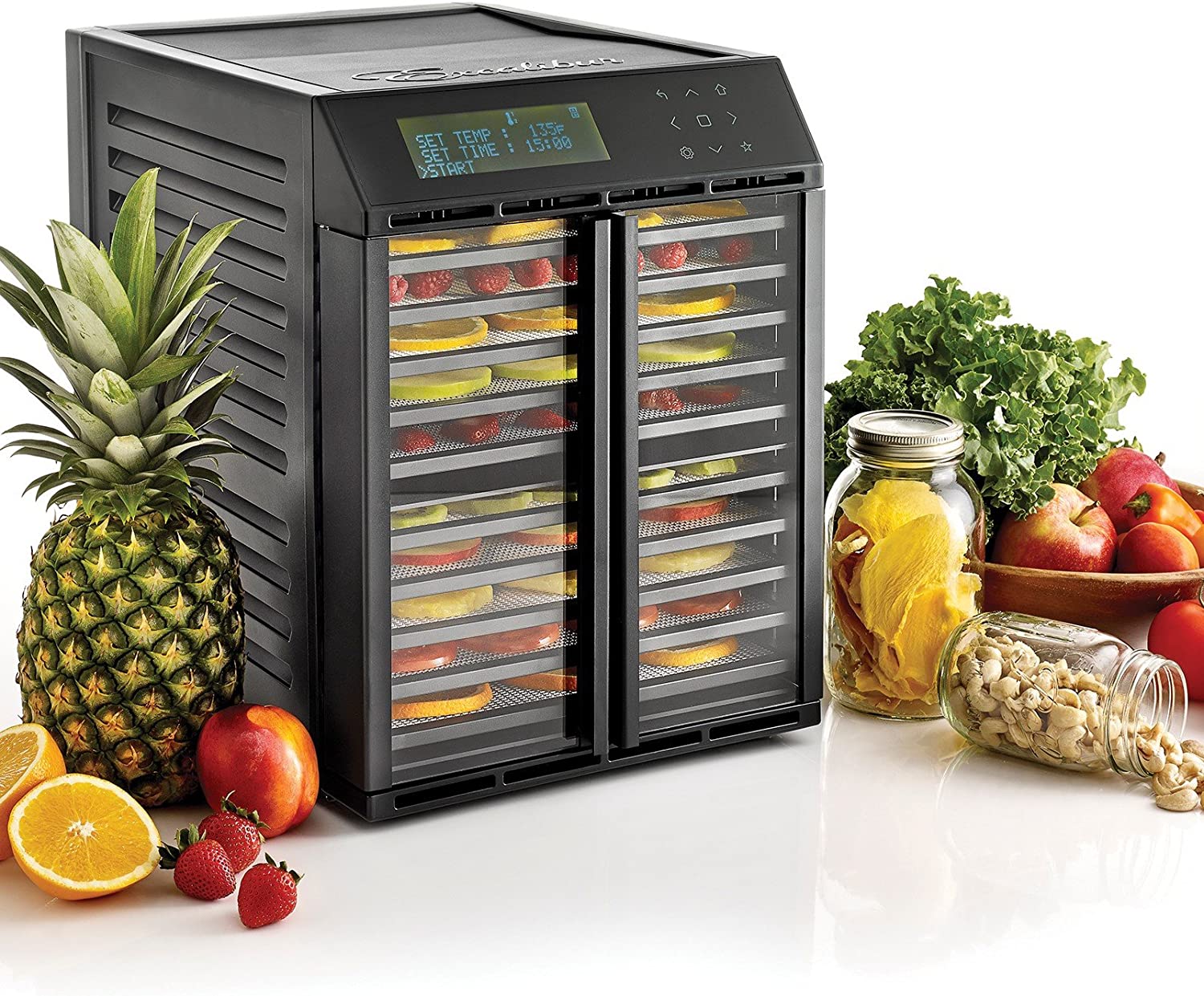 Excalibur RES10 Food Dehydrator Electric with Programmable Smart Digital Controller Features Two Drying Zones with Adjustable Time and Temperatures, Save up to 30 Recipes, 10-Tray, Black