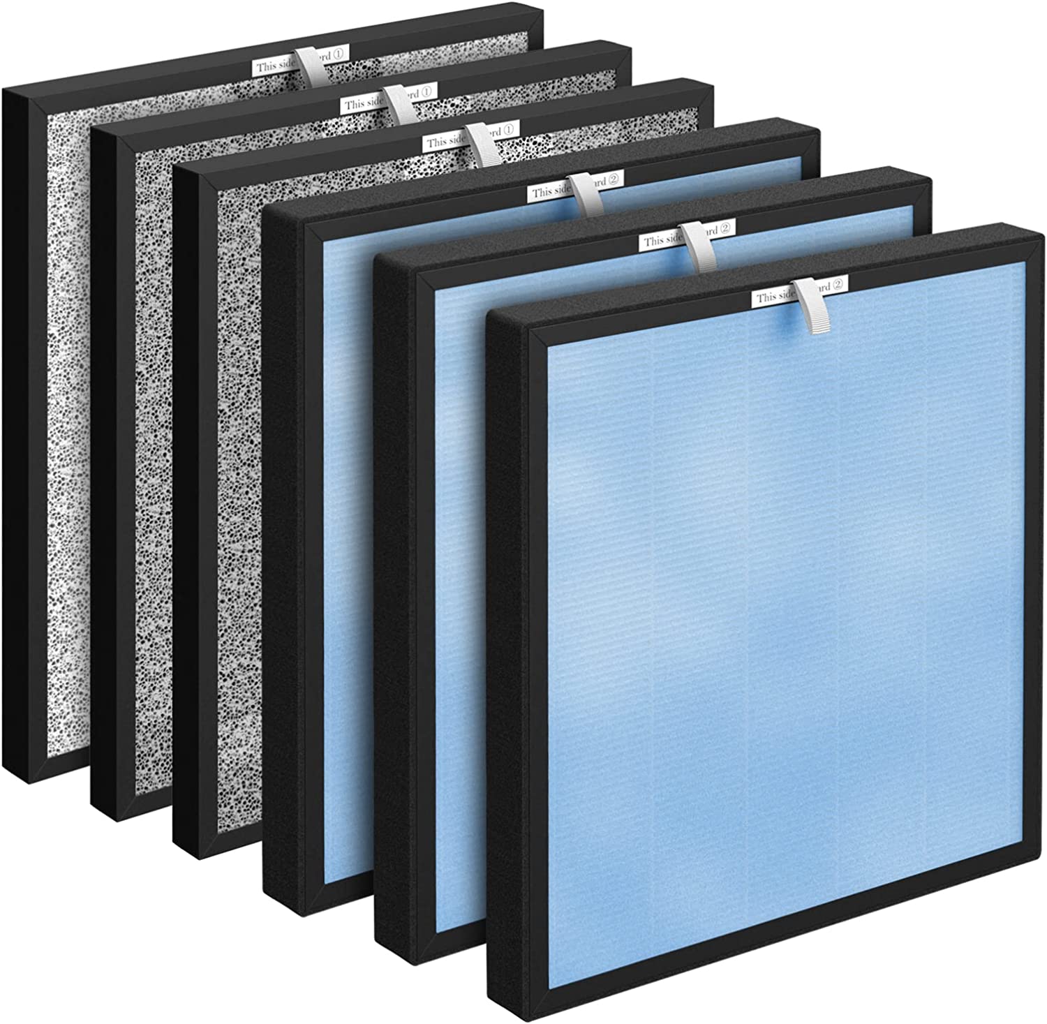 FCFMY 4 Sets Replacement Air Filters for HSP001 Smart True HEPA Purifier, 4 Stage Filtration of Fine Pre-Filter, Activated Carbon, Cold Catalyst and H13 True HEPA Filter