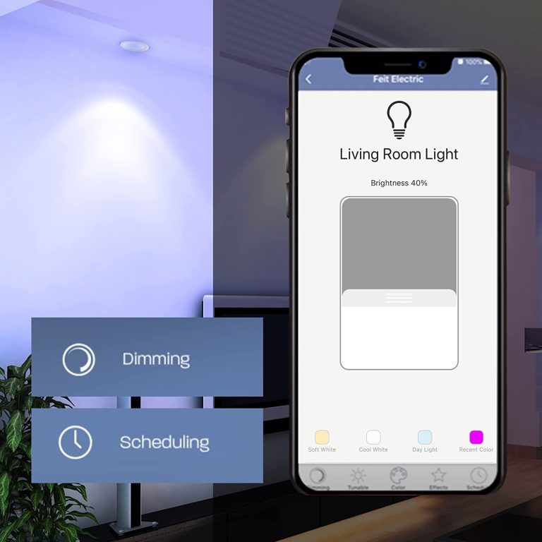 Feit Electric 4 Inch Smart Recessed Light Canless Jbox, Color Changing and Tunable White, 2.4GHz WiFi Retrofit LED Downlight E26 Base, Dimmable, LEDR4XT/RGBW/CA/AG