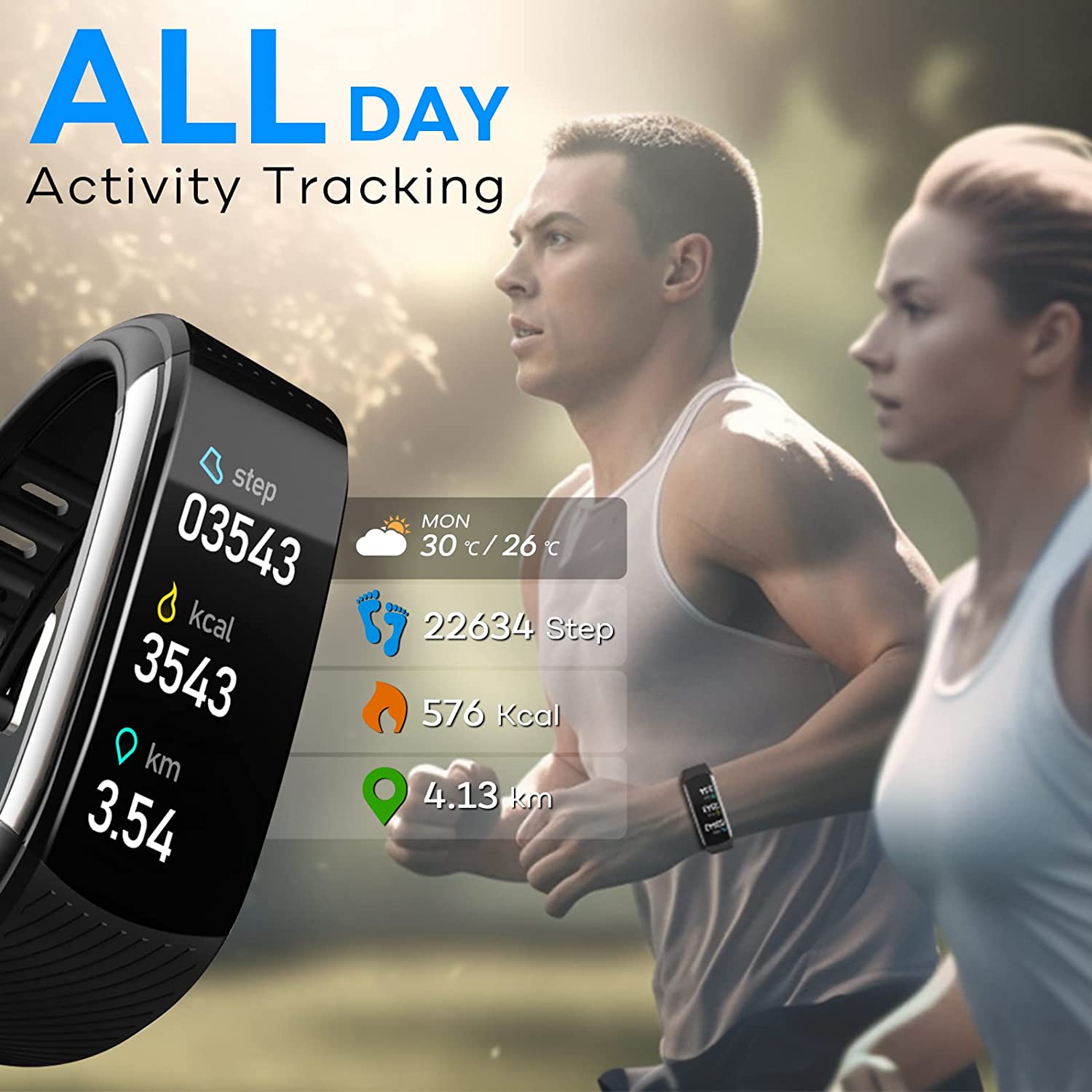 Fitness Tracker,Smart Watch with Heart Rate Blood Pressure Body Temperature&Sleep Monitor IP67 Waterproof Fitness Watch Step Calorie Counter Pedometer Health Watch for Android iOS Phones Men Women