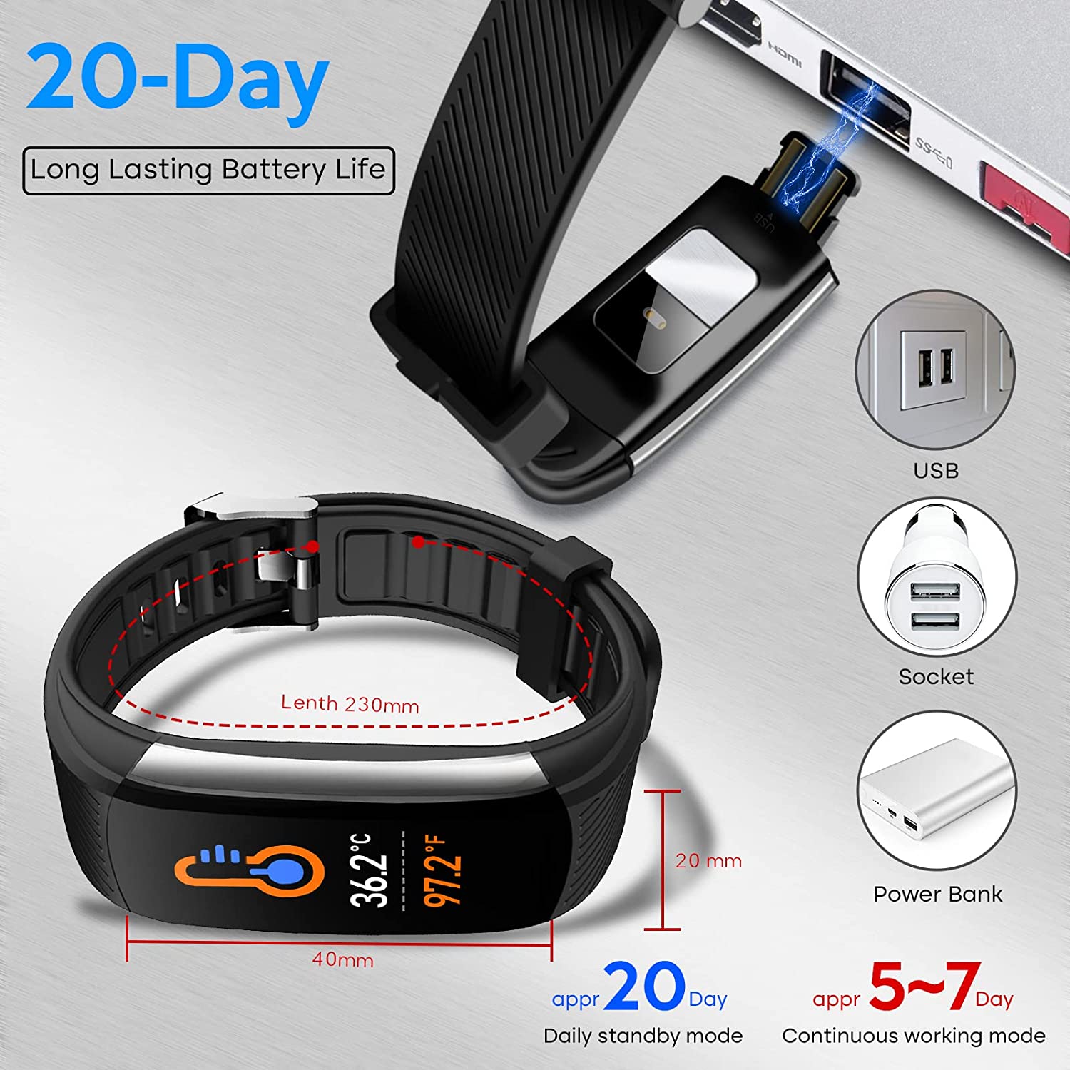 Fitness Tracker,Smart Watch with Heart Rate Blood Pressure Body Temperature&Sleep Monitor IP67 Waterproof Fitness Watch Step Calorie Counter Pedometer Health Watch for Android iOS Phones Men Women