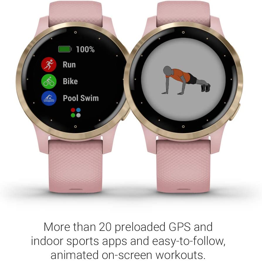 Garmin Vivoactive 4, GPS Smartwatch, Features Music, Body Energy Monitoring, Animated Workouts, Pulse Ox Sensors and More, Black