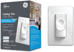 GE CYNC Ceiling Fan Smart Switch, Neutral Wire Required, Bluetooth and 2.5 GHz Wi-Fi 4-Wire Light Switch, Works with Alexa and Google Home (Packaging May Vary)