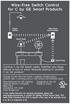 GE CYNC Smart Dimmer Light Switch, No Neutral Wire Required, Bluetooth and 2.4 GHz Wi-Fi 3-Wire Switch, Works with Alexa and Google Home