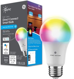 GE Lighting CYNC Smart LED Light Bulb, Color Changing Lights, Bluetooth and Wi-Fi Lights, Works with Alexa and Google Home, A19 Light Bulb (1 Pack)