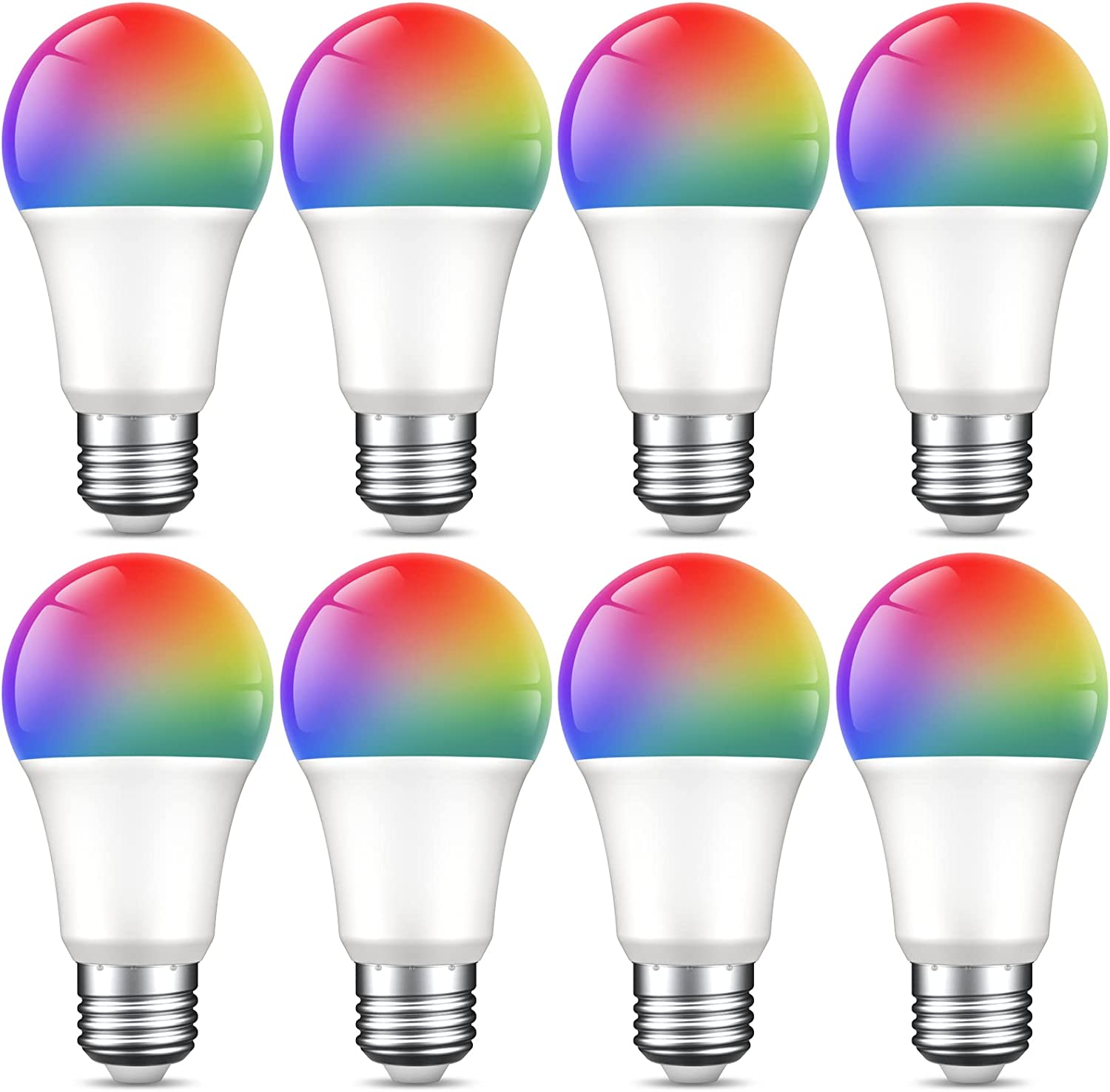 Ghome Smart Light Bulbs, A19 E26 Color Changing Led Bulb Works with Alexa, Google Home, App & Voice Control, 2.4Ghz WiFi Only, 800 Lumens,Dimmable RGB Warm White 2700K Smart Home Lighting, 4 Pack(WB4)