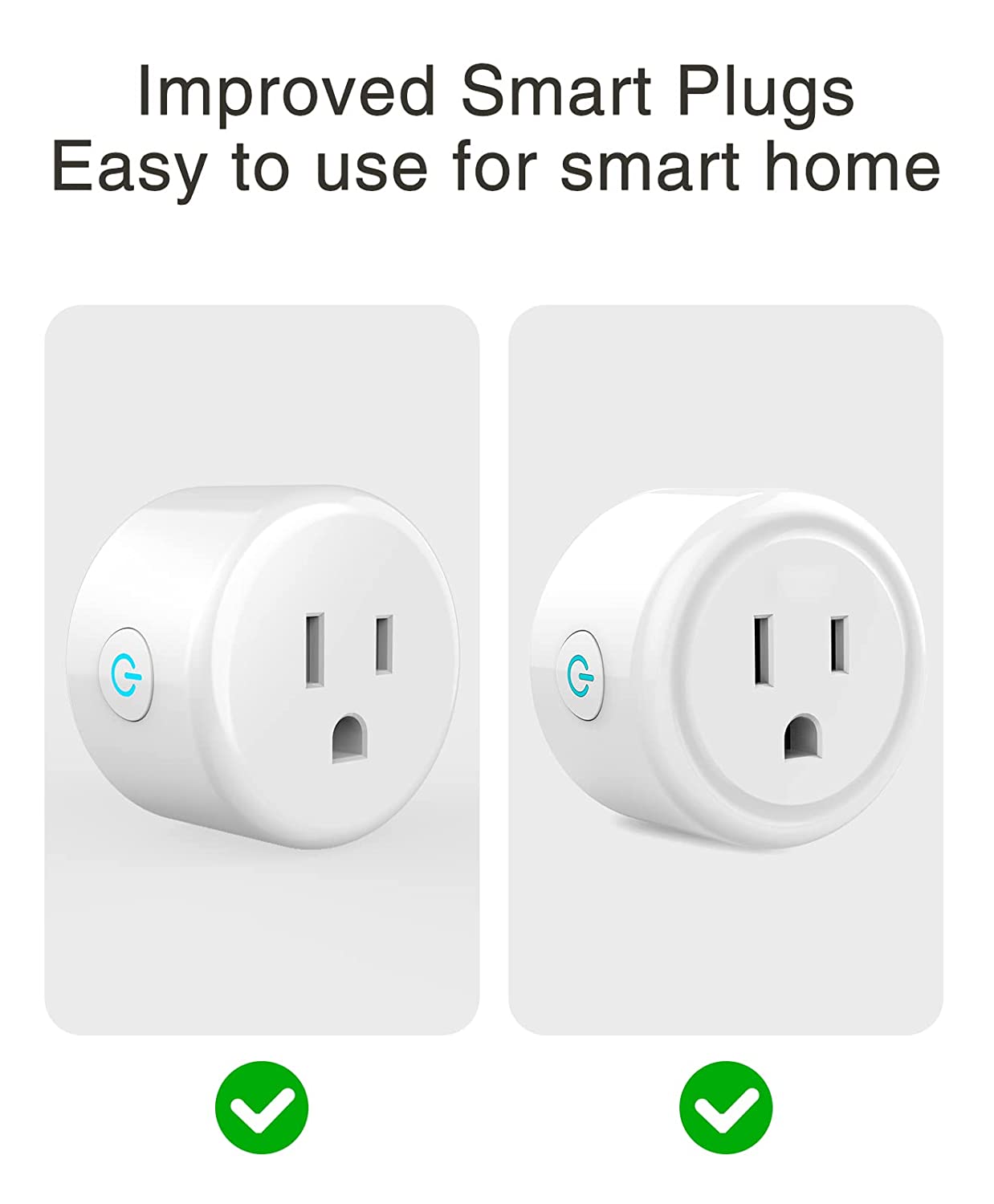 GHome Smart Mini Plug Compatible with Alexa and Google Home, WiFi Outlet Socket Remote Control with Timer Function, Only Supports 2.4GHz Network, No Hub Required, ETL FCC Listed (1 Pack), White