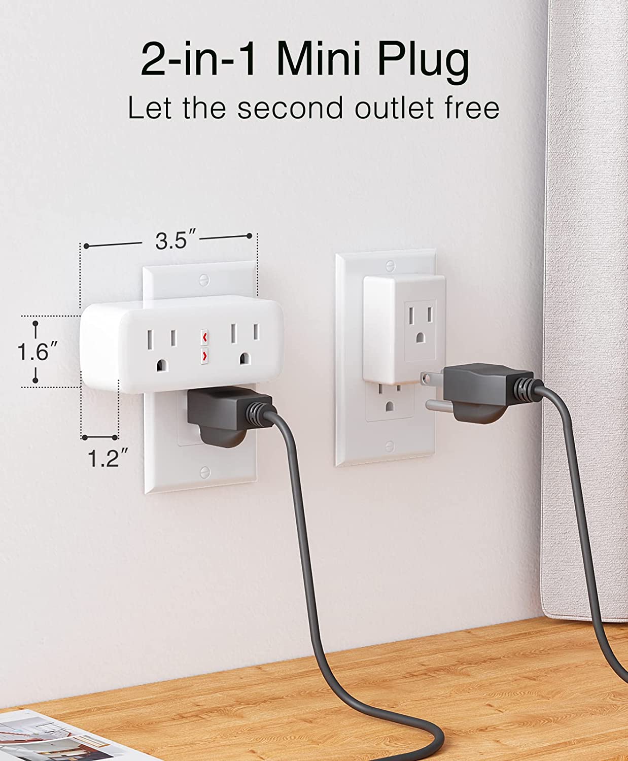 GHome Smart Mini Plug, Wi-Fi Outlet Extender Surge Protector Dual Smart Socket Compatible with Alexa or Google Home, Independently Or Together Control, FCC Listed (2 Pack), White