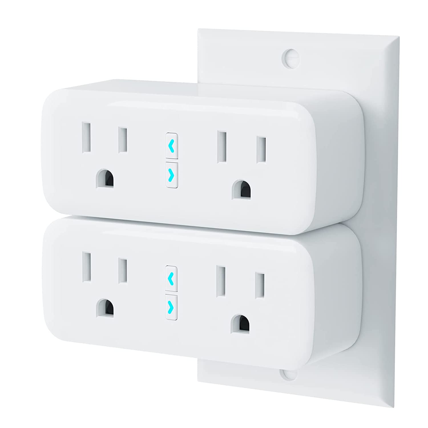 GHome Smart Mini Plug, Wi-Fi Outlet Extender Surge Protector Dual Smart Socket Compatible with Alexa or Google Home, Independently Or Together Control, FCC Listed (2 Pack), White