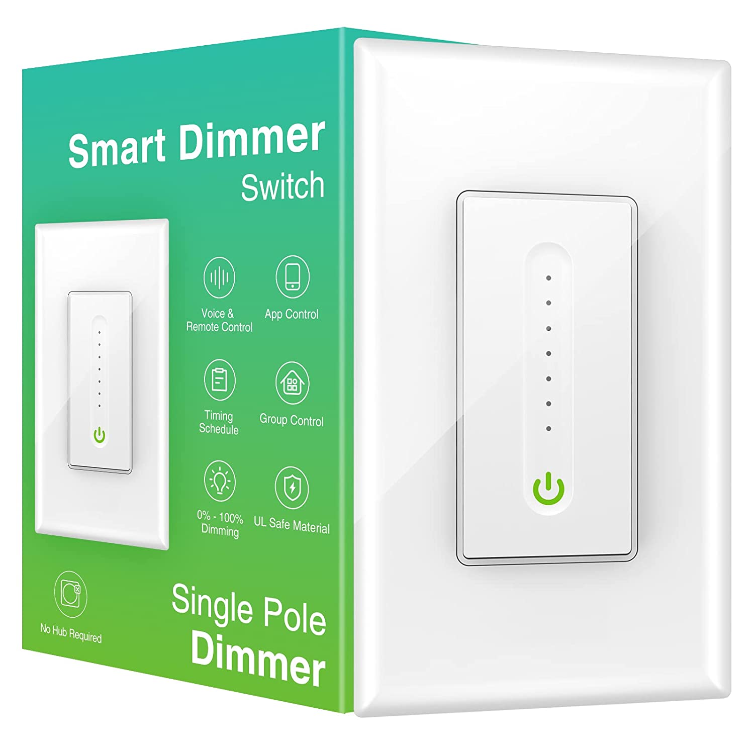 GHome Smart Smart Dimmer Switch Work with Alexa Google Home, Neutral Wire Required 2.4GHz Wi-Fi Switch for Dimming LED CFL INC Light Bulbs, Single Pole, UL Certified, No Hub Required, 4Pack