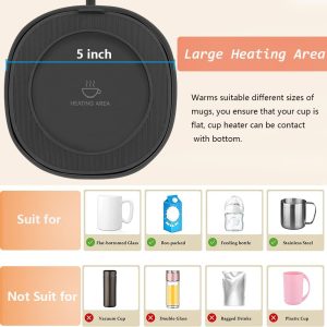 Global V-Bien Coffee Mug Warmer, Smart Electric Cup Warmer for Desk, Auto Shut Off Candle Warmer, 3 Temp-Settings Stay Warm Beverage Warmer Plate for Tea, Milk and Water - Pink