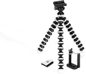 GPX 7 Inch Micro Smartphone Tripod, Includes Smartphone Adapter and Mounting Adapter, Max Height 6.1 Inches (TPD78B), Black