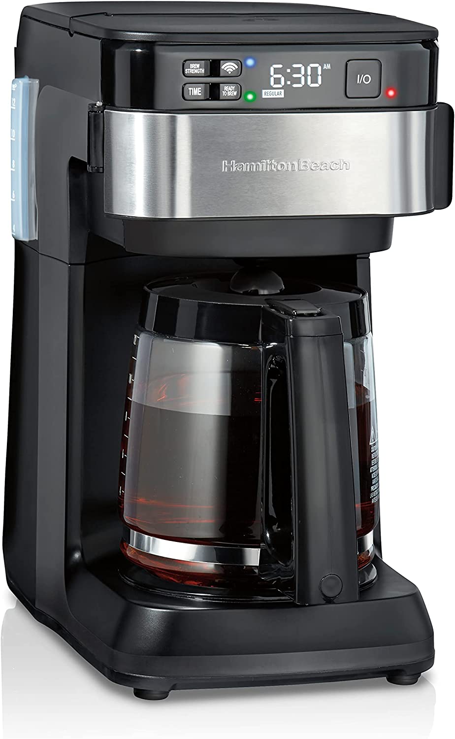 Hamilton Beach Works with Alexa Smart Coffee Maker, Programmable, 12 Cup Capacity, Black and Stainless Steel (49350R) – A Certified for Humans Device
