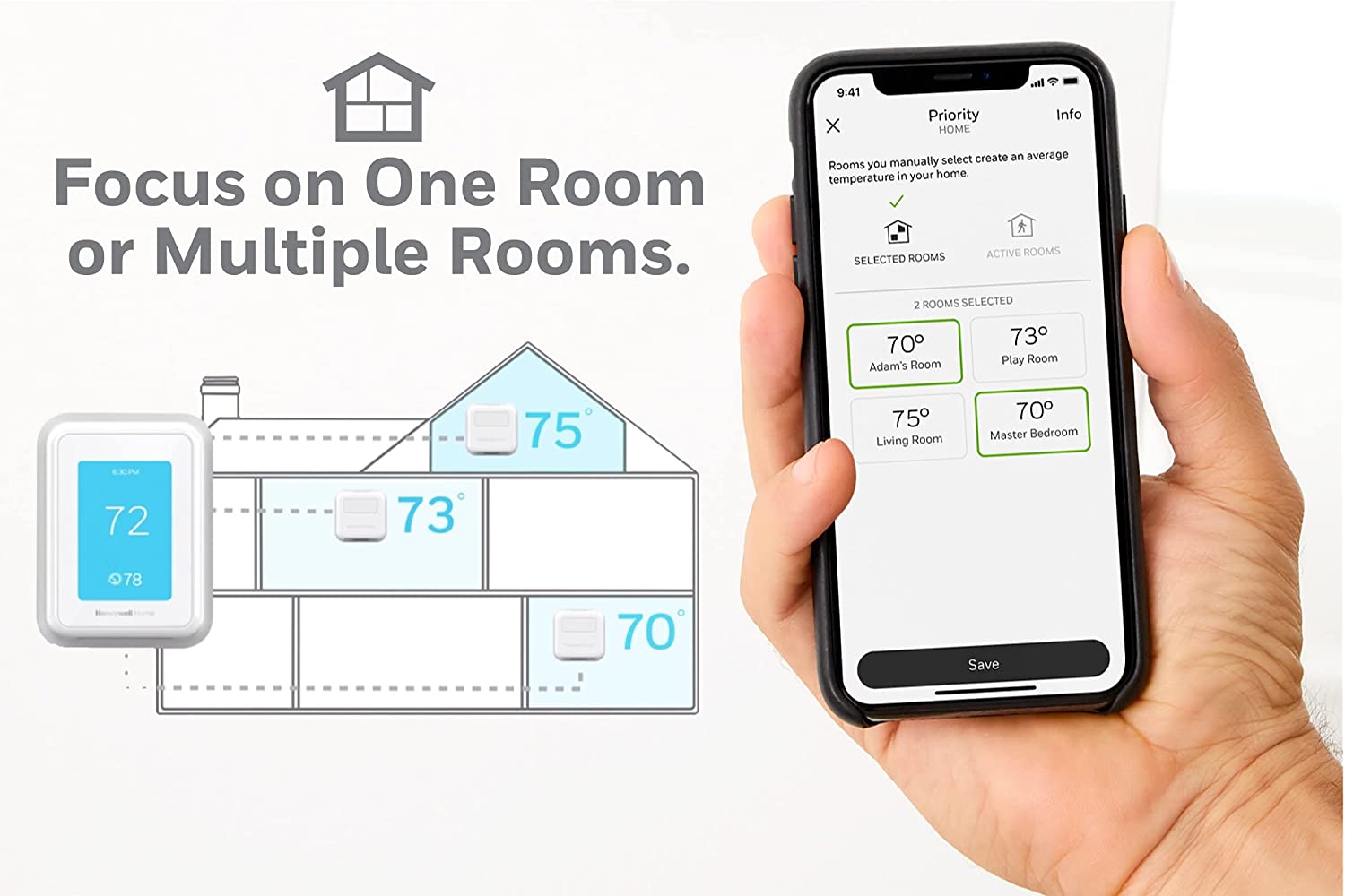 Honeywell Home RCHT9510WF T9 Wi-Fi Smart Thermostat + RCHTSENSOR-2PK Smart Room Sensor (2-Pack)