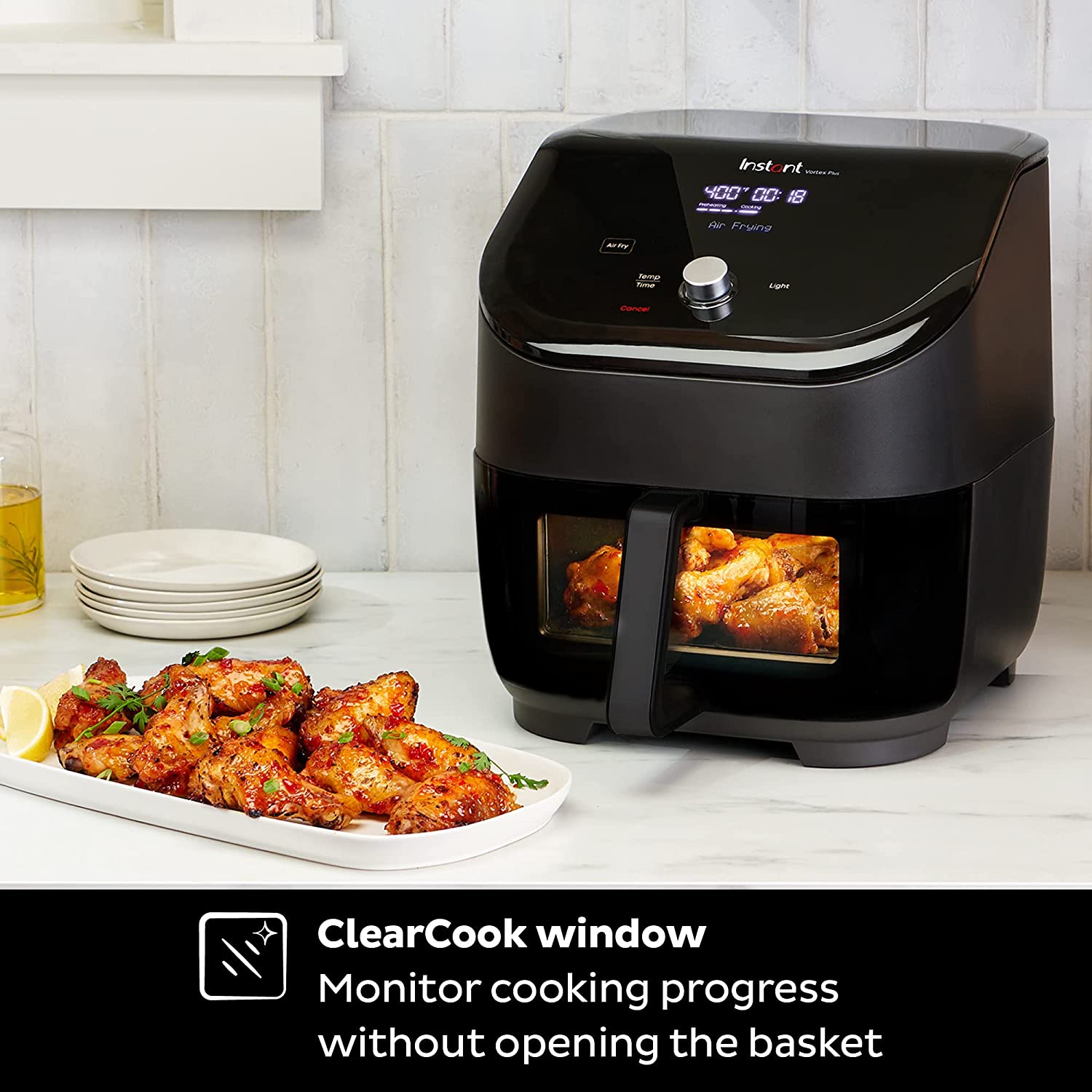 Instant Vortex Plus XL 8-quart Dual Basket Air Fryer Oven, From that Makers of Instant Pot, 2 Independent Frying Baskets, ClearCook Windows, Dishwasher-Safe Baskets, App with over 100 Recipes
