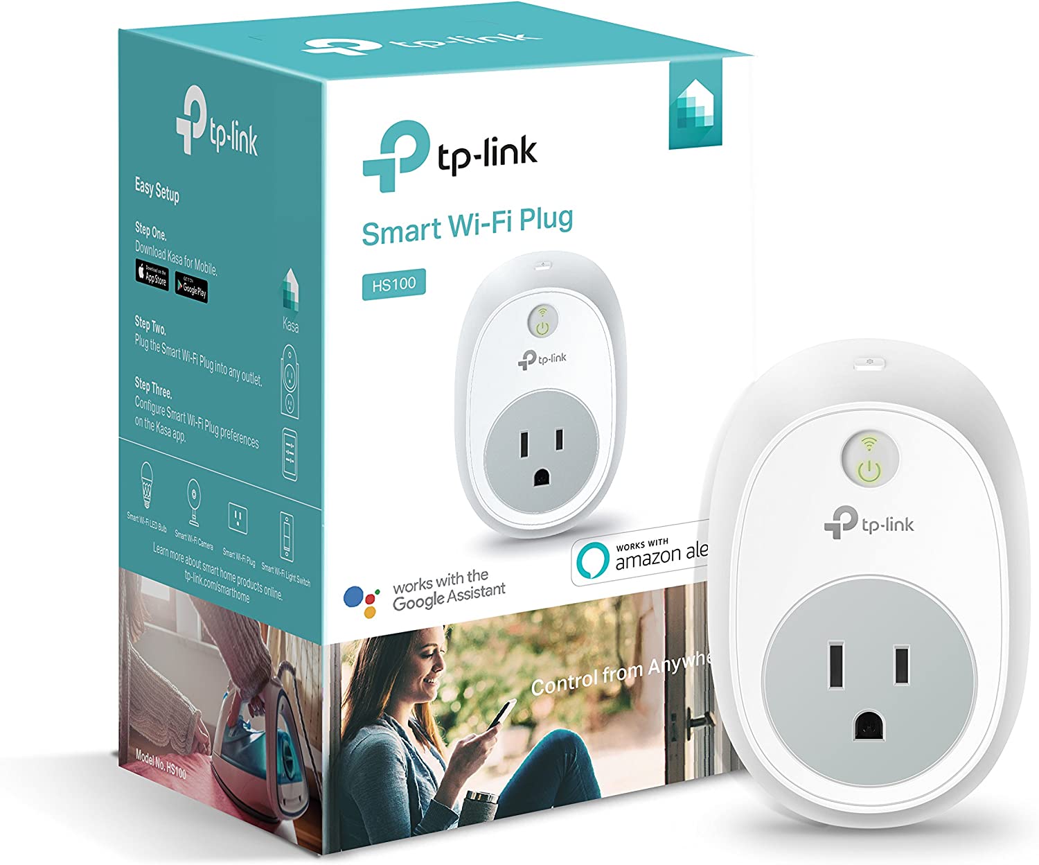 Kasa Smart HS100 WiFi Smart Plug, Classic 1-Pack, White