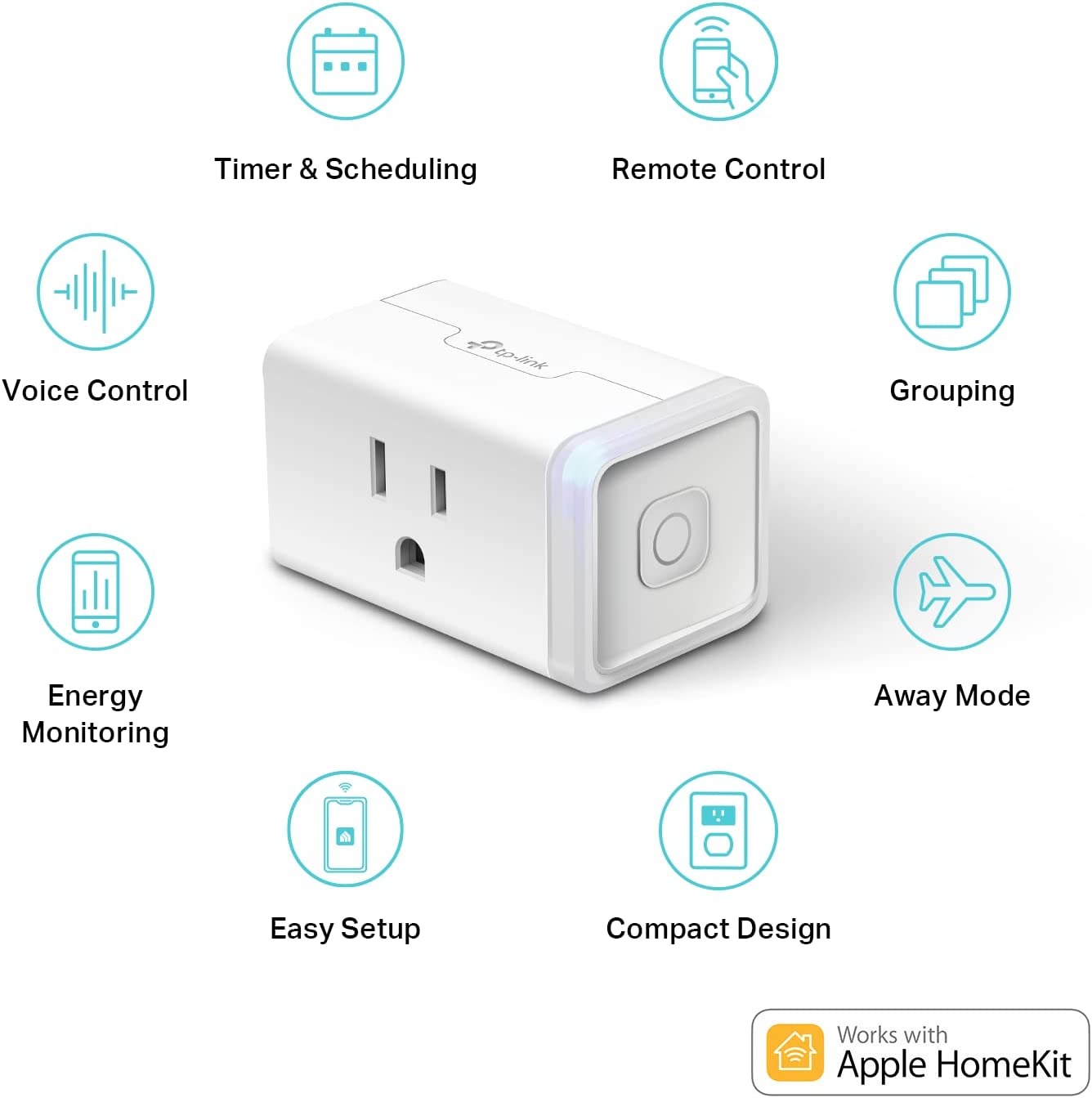 Kasa Smart Plug Mini 15A, Apple HomeKit Supported, Smart Outlet Works with Siri, Alexa & Google Home, No Hub Required, UL Certified, App Control, Scheduling, Timer, 2.4G WiFi Only, 4-Pack (EP25P4)