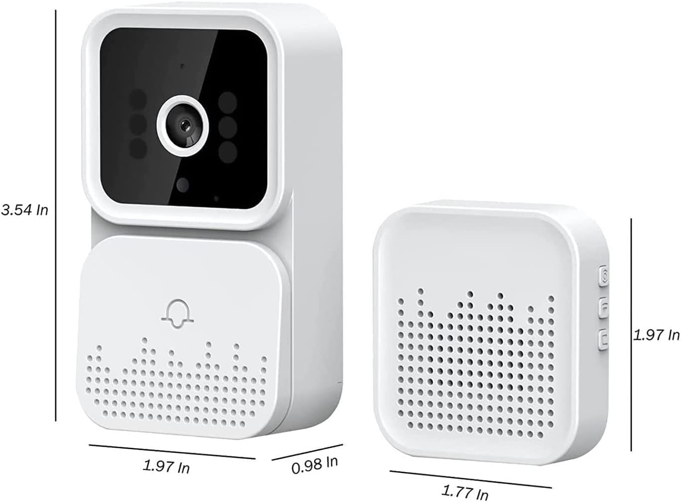 KLiHDSM Wireless Remote Video Doorbell,2023 Home Smart Doorbell Intercom HD Night Vision WiFi Charging Anti-Theft Doorbell,Two-Way Talk, Photo-White