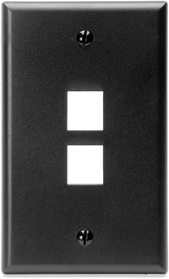 Leviton 41080-2EP QuickPort Wallplate, Single Gang, 2-Port, Black