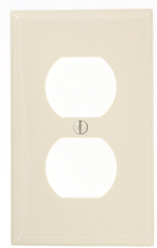 Leviton 80703-NT 1-Gang Duplex Device Receptacle Wallplate, Standard Size, Light Almond