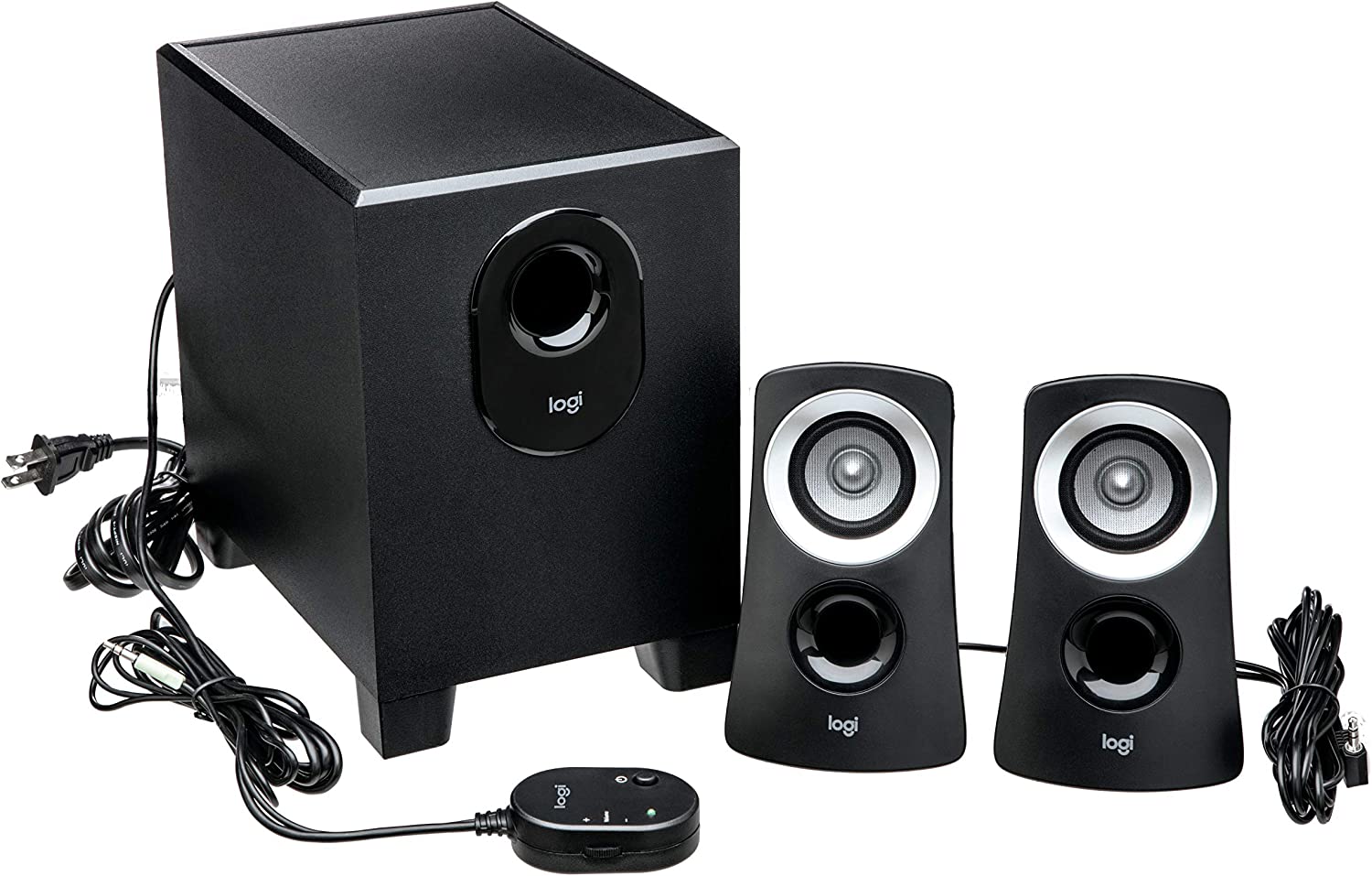 Logitech Z313 2.1 Multimedia Speaker System with Subwoofer, Full Range Audio, 50 Watts Peak Power, Strong Bass, 3.5mm Inputs, PC/PS4/Xbox/TV/Smartphone/Tablet/Music Player - Black