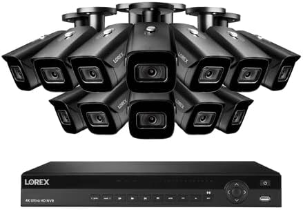 Lorex Nocturnal 3 4K 16-Channel 4TB Wired NVR System with Smart IP Bullet Cameras, 30FPS Recording and Listen-in Audio - (8 Cam/Black)