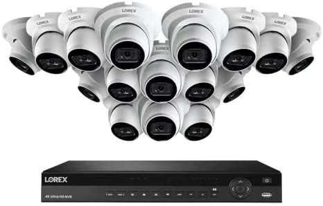 Lorex Nocturnal 3 4K 16-Channel 4TB Wired NVR System with Smart IP Dome Cameras with 30FPS Recording and Listen-in Audio - (12 Cam/Black)