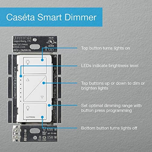 Lutron Caséta Wireless Smart Lighting Dimmer Switch for Wall and Ceiling Lights | PD-6WCL-WH-3-A | White (3-Pack)