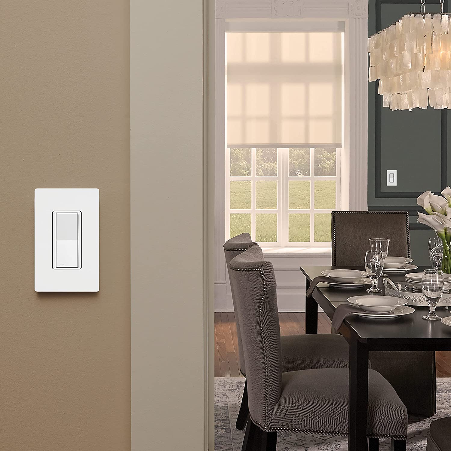 Lutron Claro Smart Accessory Switch, only for use with Diva Smart Dimmer Switch/Claro Smart Switch | DVRF-AS-WH | White