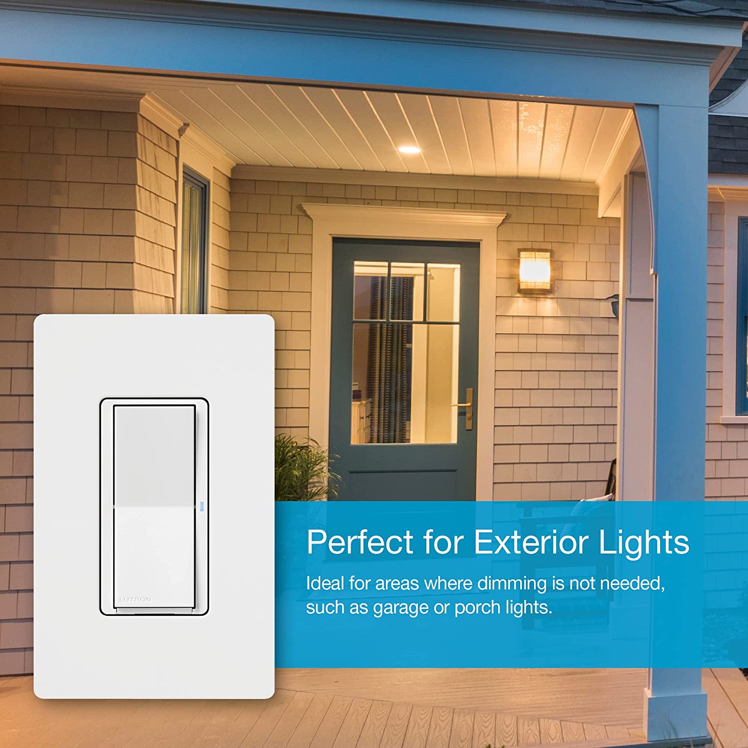 Lutron Claro Smart Switch with Wallplate for Caséta Smart Lighting, for On/Off Control of Lights or Fans | Neutral Wire Required | DVRFW-5NS-WH-A | White