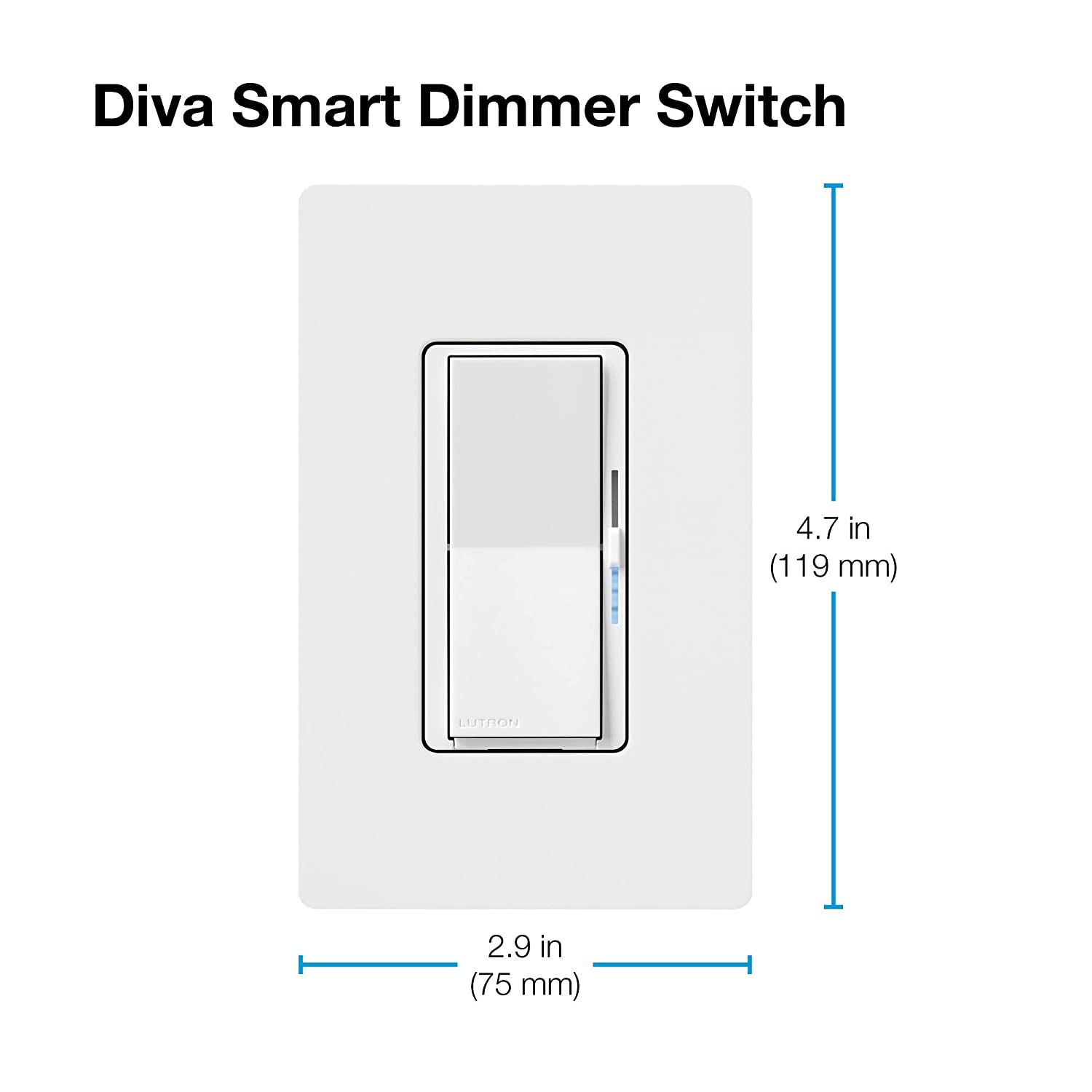 Lutron Diva Smart Dimmer Switch for Caséta Smart Lighting | No Neutral Wire Required | DVRF-6L-LA | Light Almond