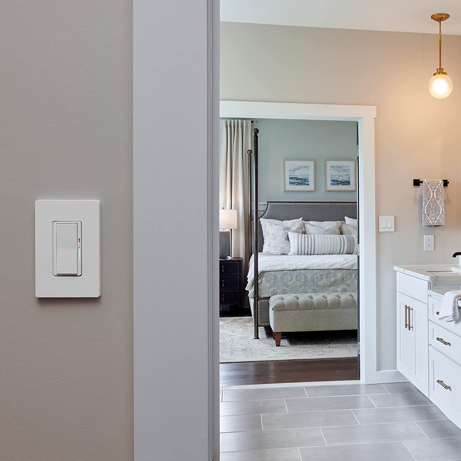 Lutron Diva Smart Dimmer Switch for Caséta Smart Lighting | No Neutral Wire Required | DVRF-6L-LA | Light Almond