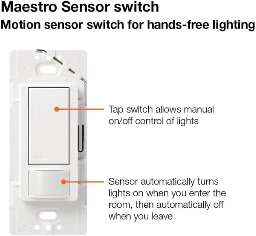 Lutron Maestro Motion Sensor Switch | 5 Amp, Single-Pole/Multi-Location | MS-OPS5M-AL, Almond