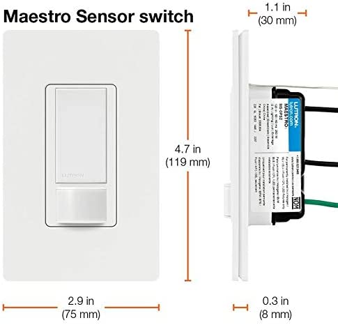 Lutron Maestro Motion Sensor Switch | 5 Amp, Single-Pole/Multi-Location | MS-OPS5M-AL, Almond