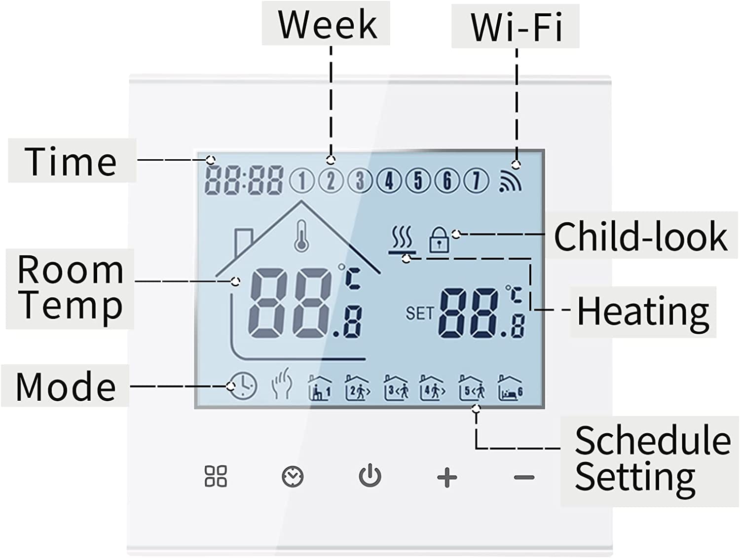 MincoHome Smart Thermostat Save Energy Underfloor Heating Temperature Controller WiFi Voice App Connect Compatible Amazon Alexa, Google Assistant (Black for Electric Heating)